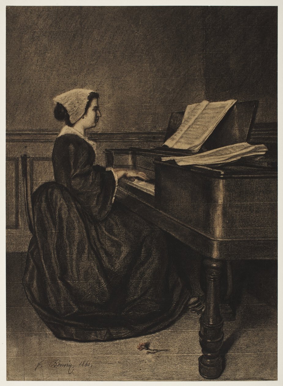 Nainen Spinetissä, 1860. tekijältä François Bonvin