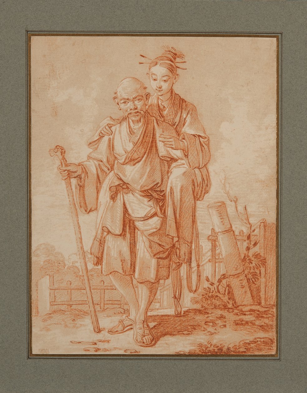 Kiinalainen pariskunta maisemassa tekijältä François Boucher