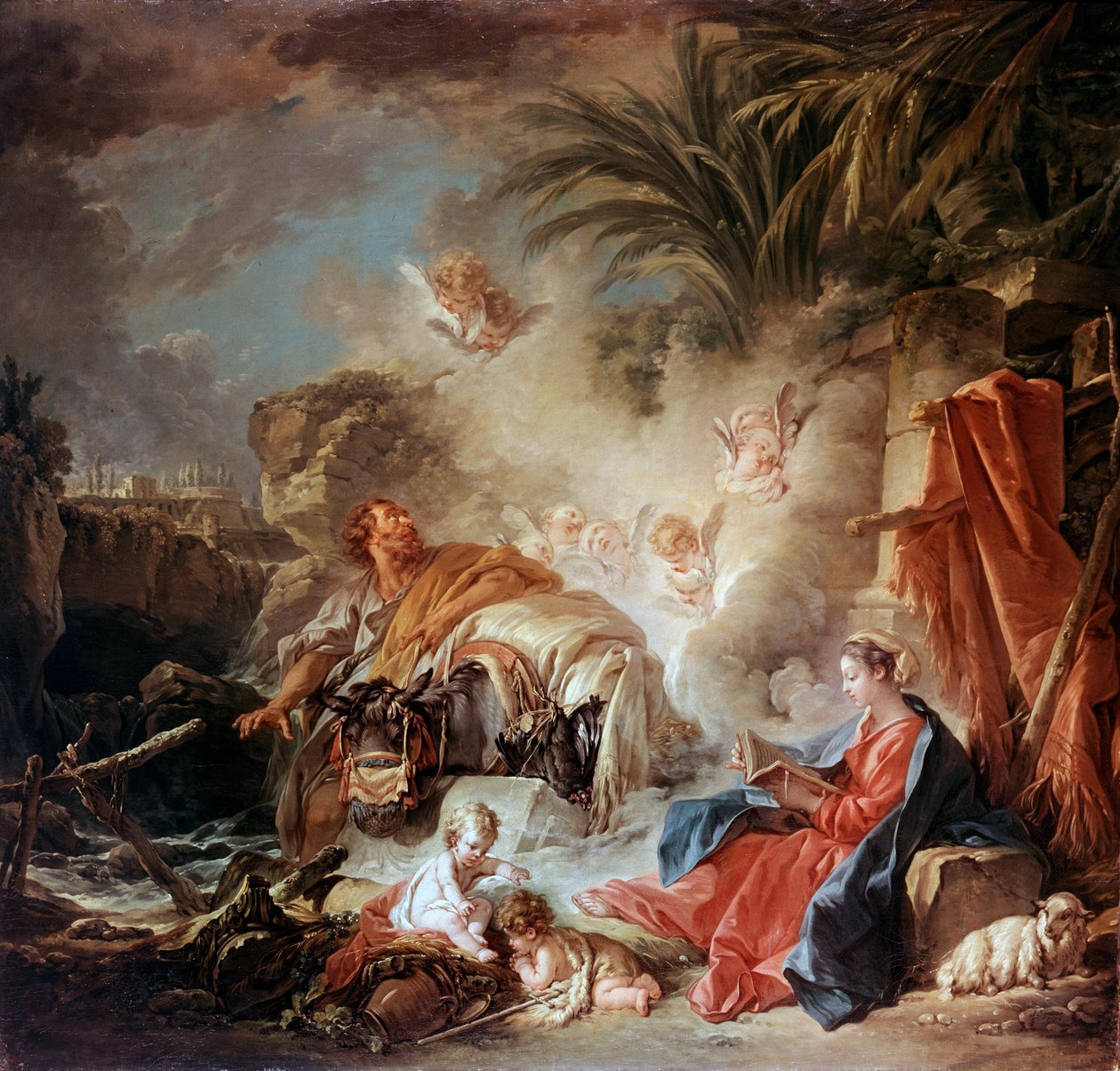 Lepää lennossa Egyptiin, 1757. tekijältä François Boucher