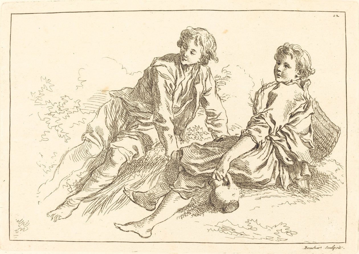 Makaavat paimenpojat tekijältä François Boucher after Abraham Bloemaert