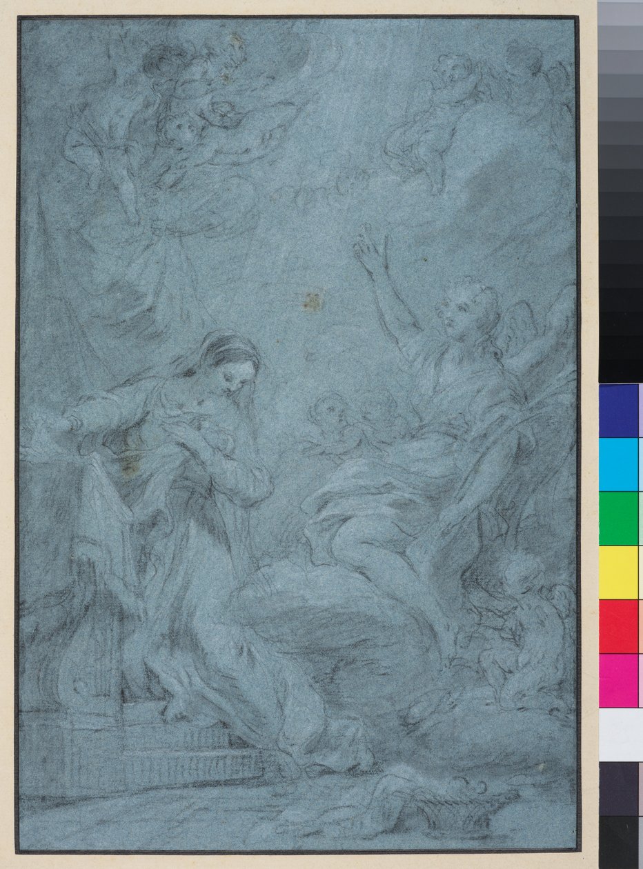 Marian ilmestys, noin 1727 (liitu paperille) tekijältä François Lemoyne