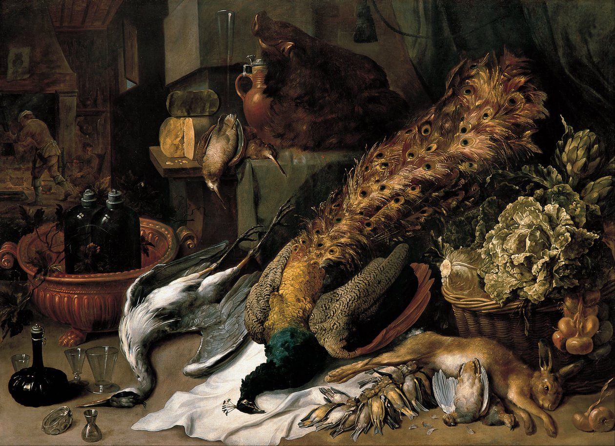 Asetelma viinikaapin kanssa tekijältä Frans Snyders or Snijders