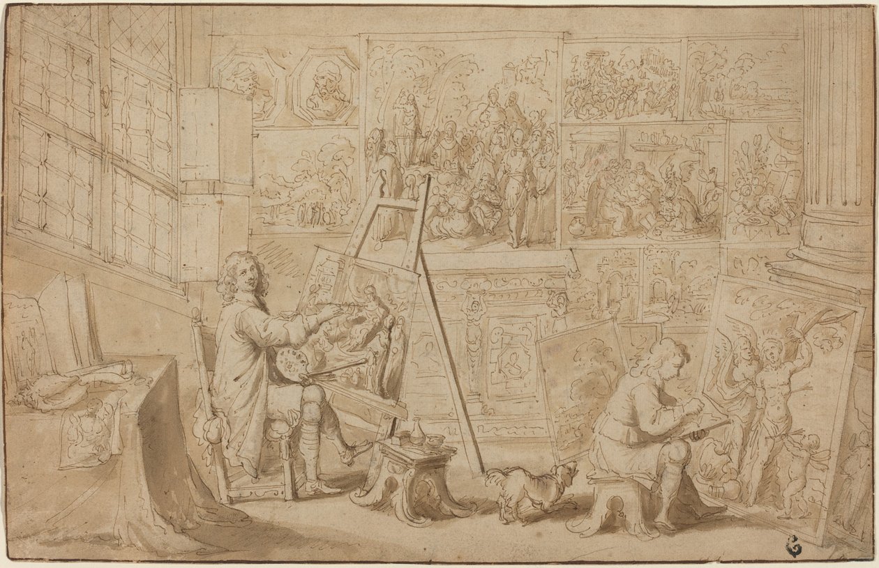 Taiteilijastudio [recto] tekijältä Frans Francken the Younger