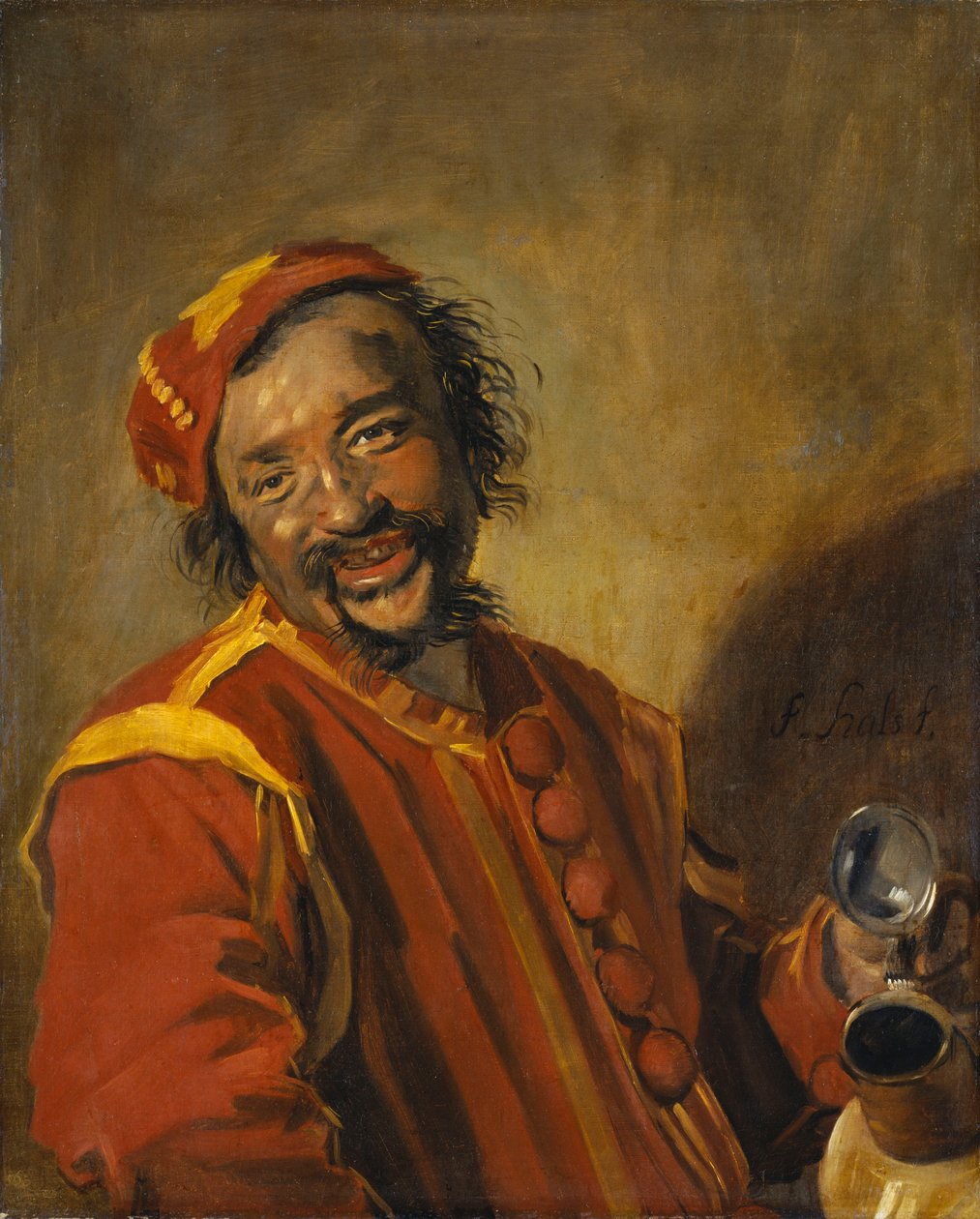 Lachende mies tapasi kruikin, bekend als Peeckelhaeringh tekijältä Frans Hals