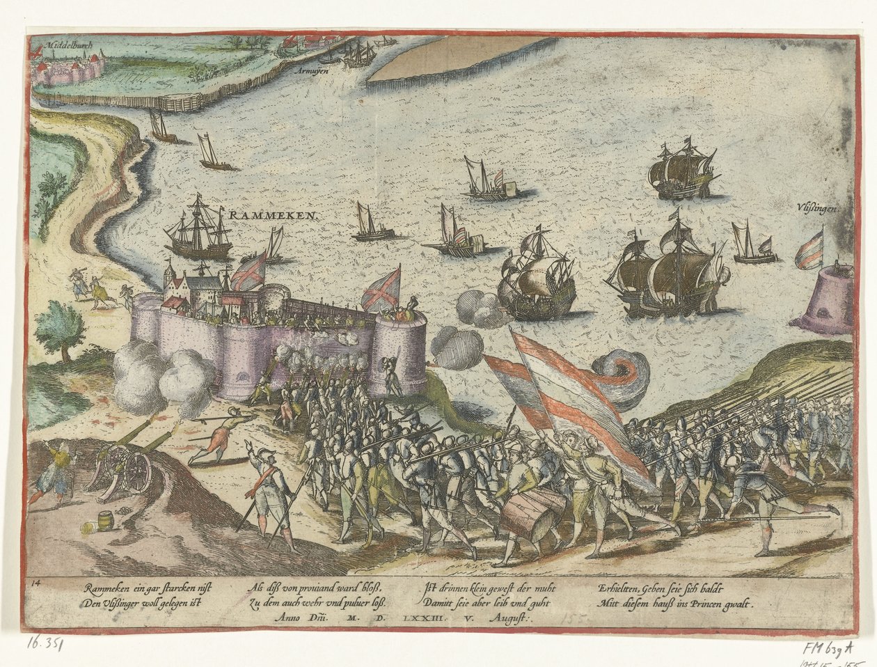Rammekensin linnoitus vangittiin, 1573 tekijältä Frans Hogenberg