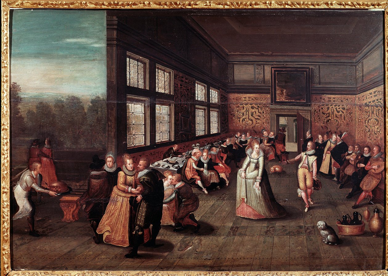 Tanssijat flaamilaispihassa (maalaus tekijältä Frans II Pourbus