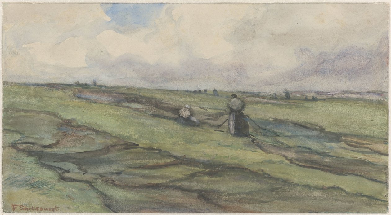 Kalastajat korjaamassa kalaverkkoja tekijältä Frans Alexander Evert Lodewijk Smissaert