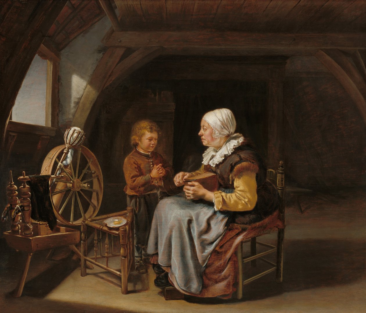Sanoen armoa, c. 16501655. tekijältä Frans van Mieris