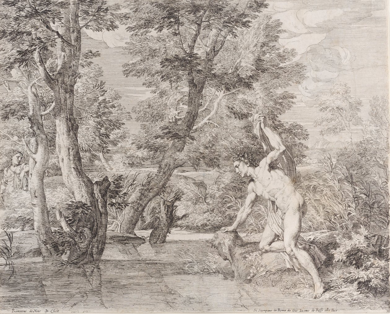 Narcissus ja Echo, 1600-luku. tekijältä Frans van der Neve