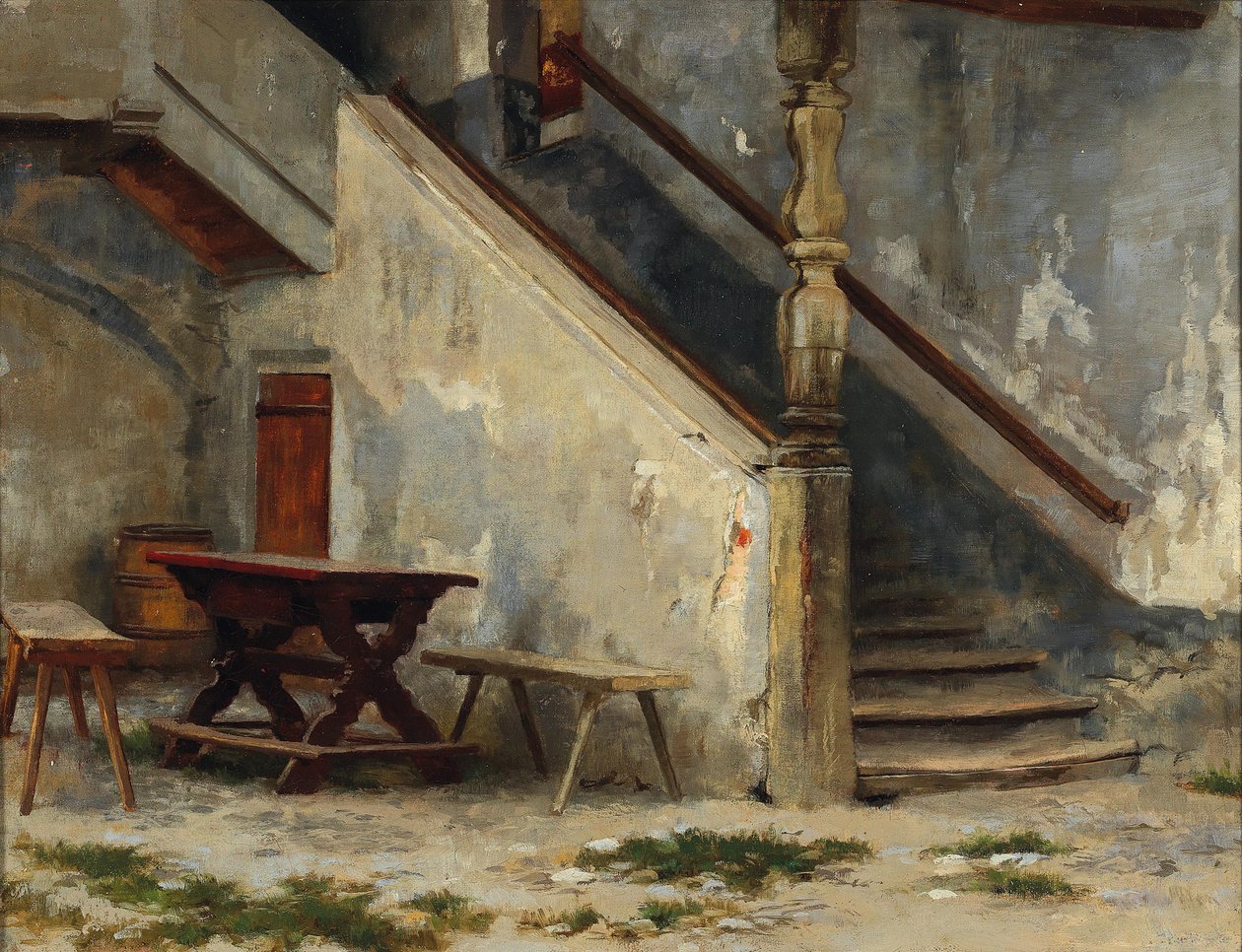 Hausgang mit Treppenaufgang tekijältä Franz Defregger
