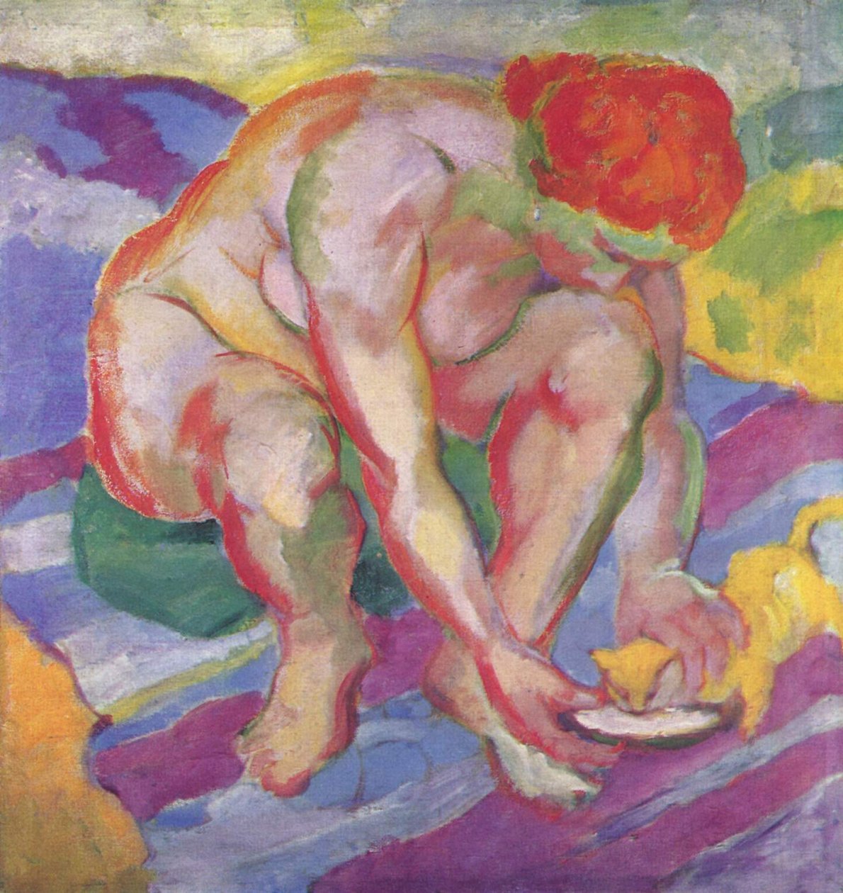 Akt mit Katze tekijältä Franz Marc