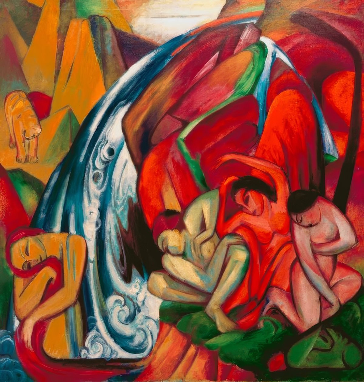 Der Wasserfall (Frauen unter einem Wasserfall) tekijältä Franz Marc