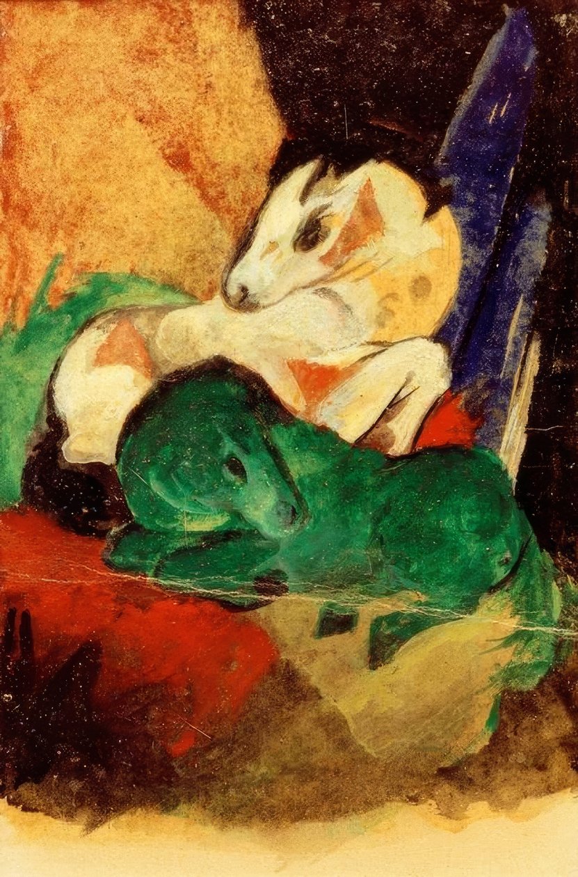 Grünes und weißes Pferd tekijältä Franz Marc