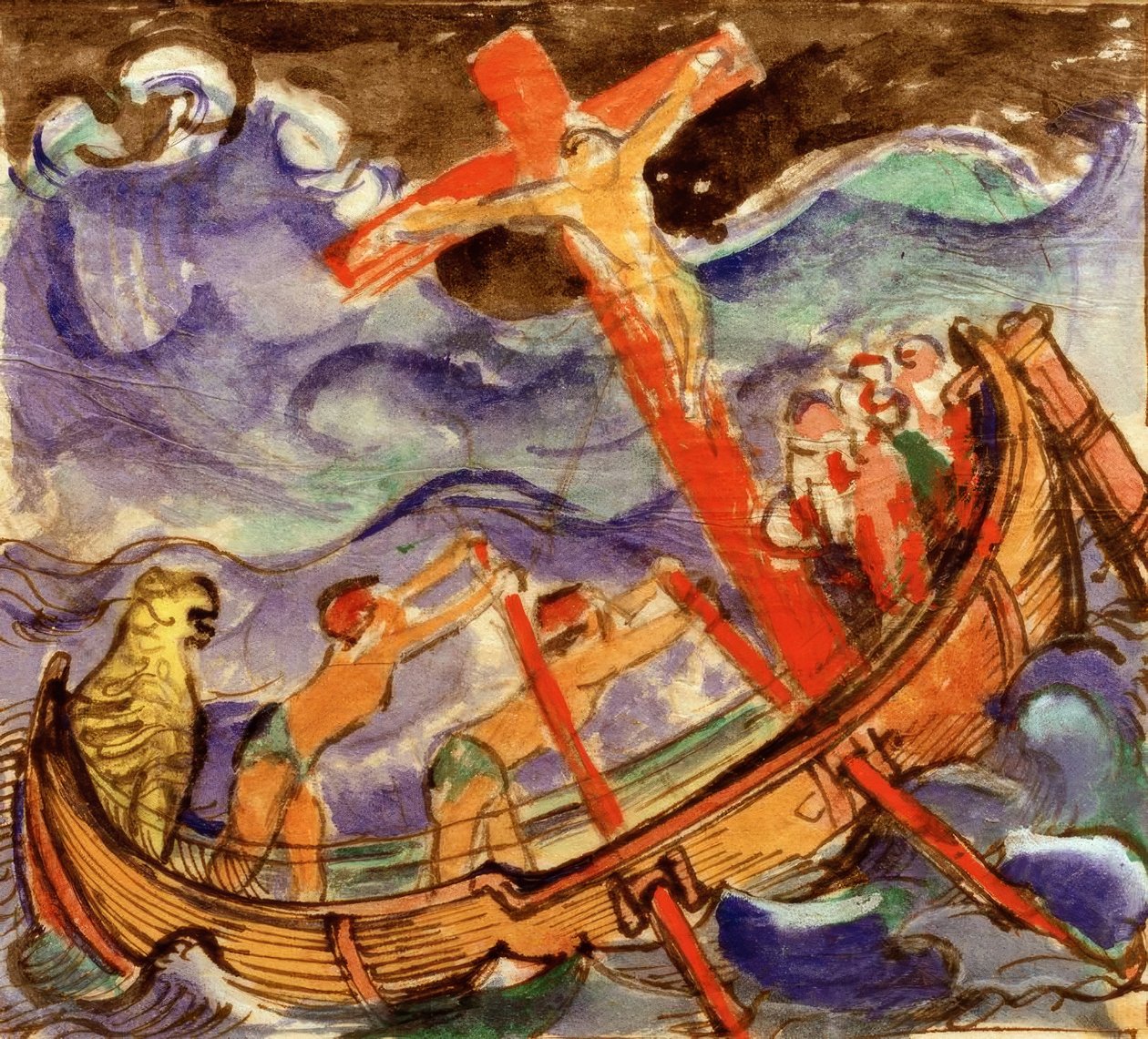 Kreuzfahrende im Sturm tekijältä Franz Marc