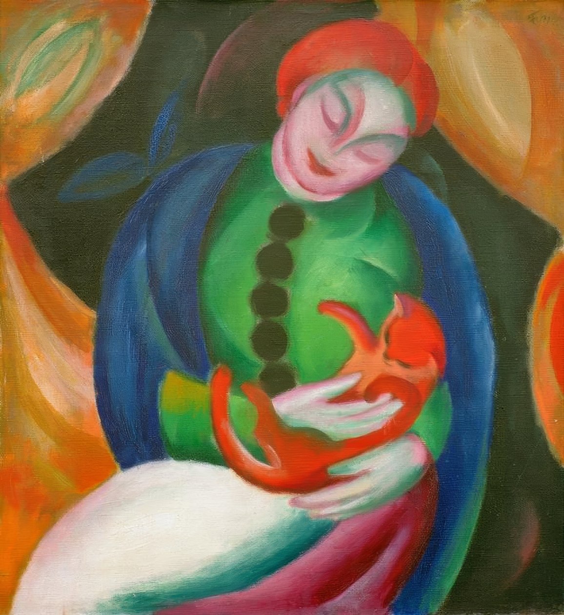 Mädchen mit Katze II tekijältä Franz Marc