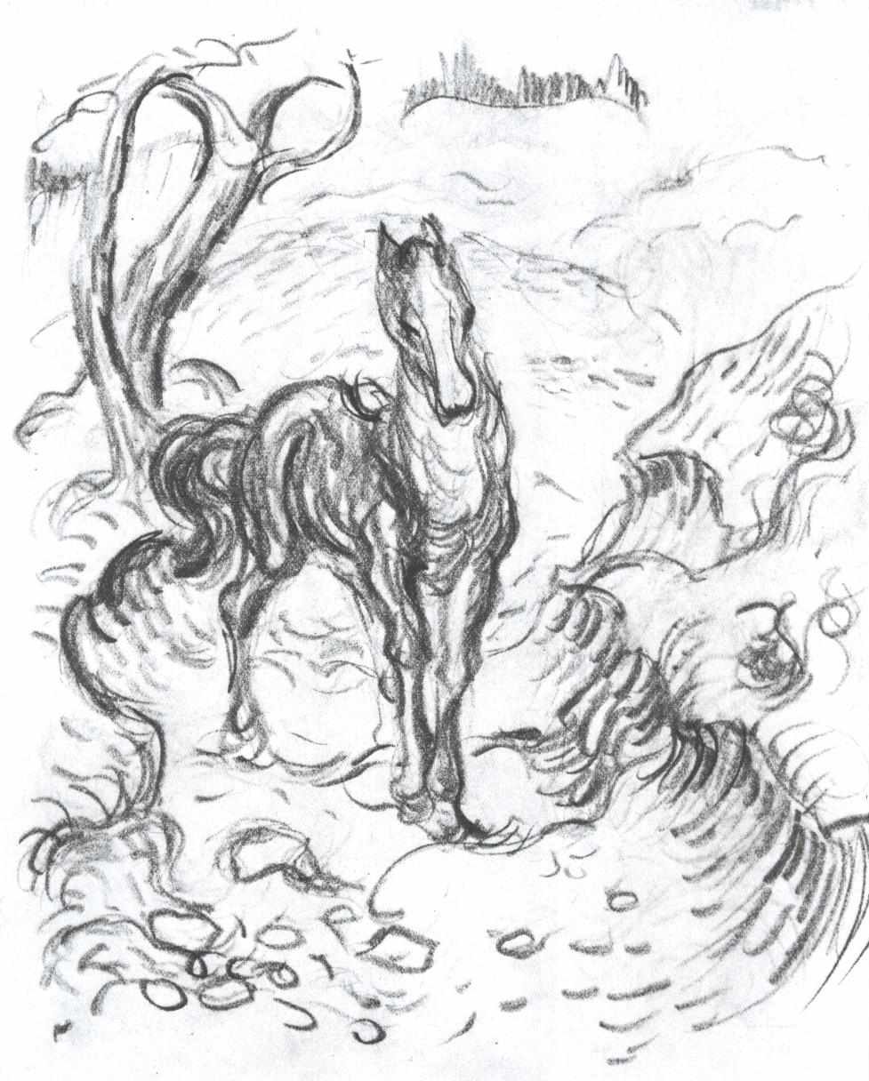 Pferd Landschaftissa tekijältä Franz Marc