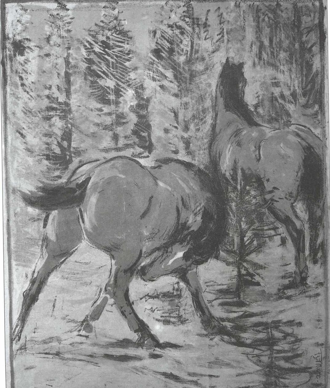 Pferde in der Schwemme tekijältä Franz Marc