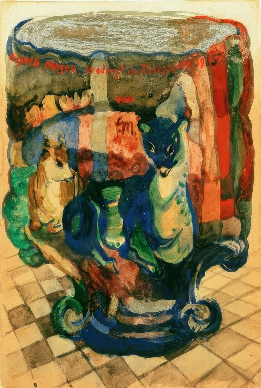 Pokal mit Fuchs und Rehbock tekijältä Franz Marc