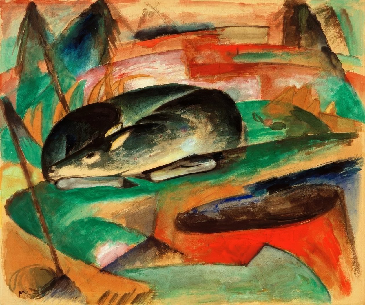 Schlafendes Reh tekijältä Franz Marc