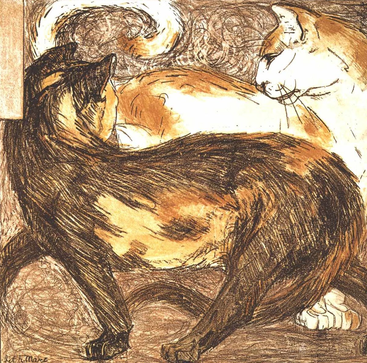 Zwei Katzen tekijältä Franz Marc