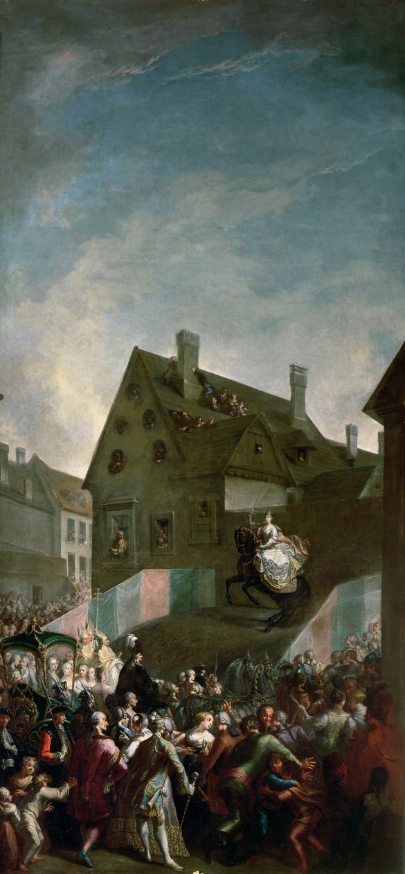 Itävallan keisarinna Maria Teresa (1717-80) hevosen selässä Pressburgissa, 1768 tekijältä Franz Messmer