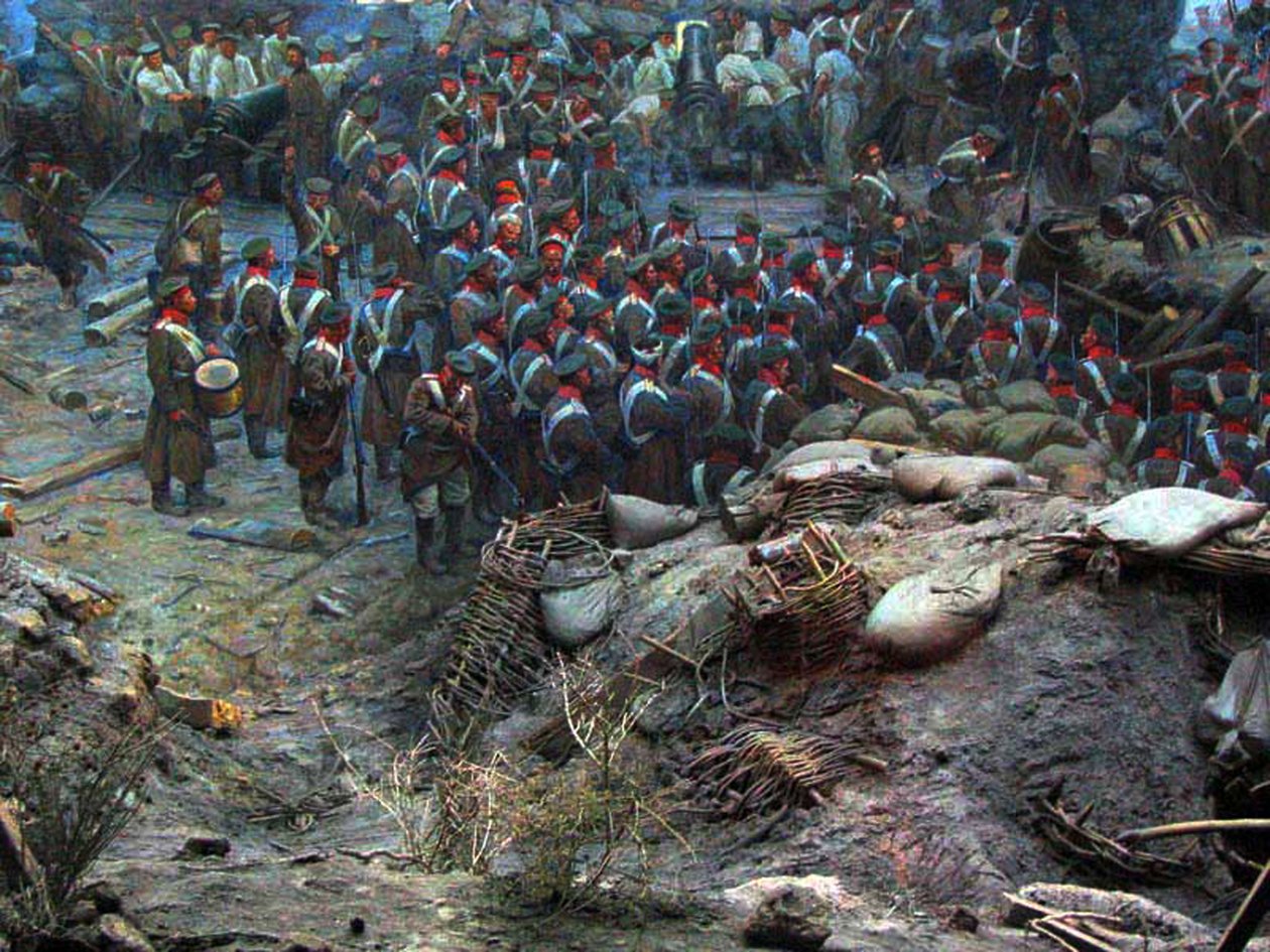 Sevastopolin piiritys panoraama (sekatekniikka) tekijältä Franz Roubaud
