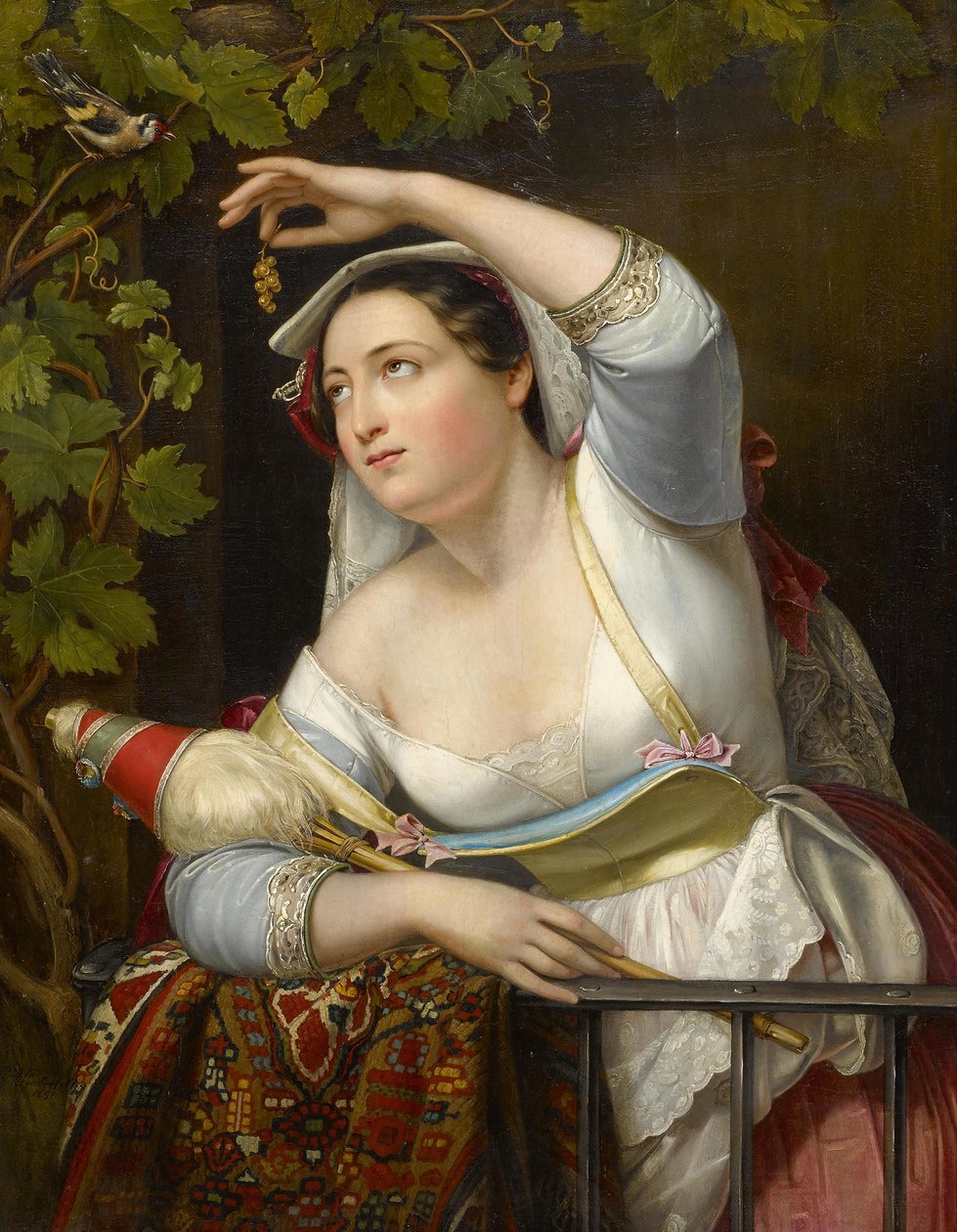 Porträt einer jungen Frau in einer Weinlaube, 1851 tekijältä Franz Xaver Winterhalter