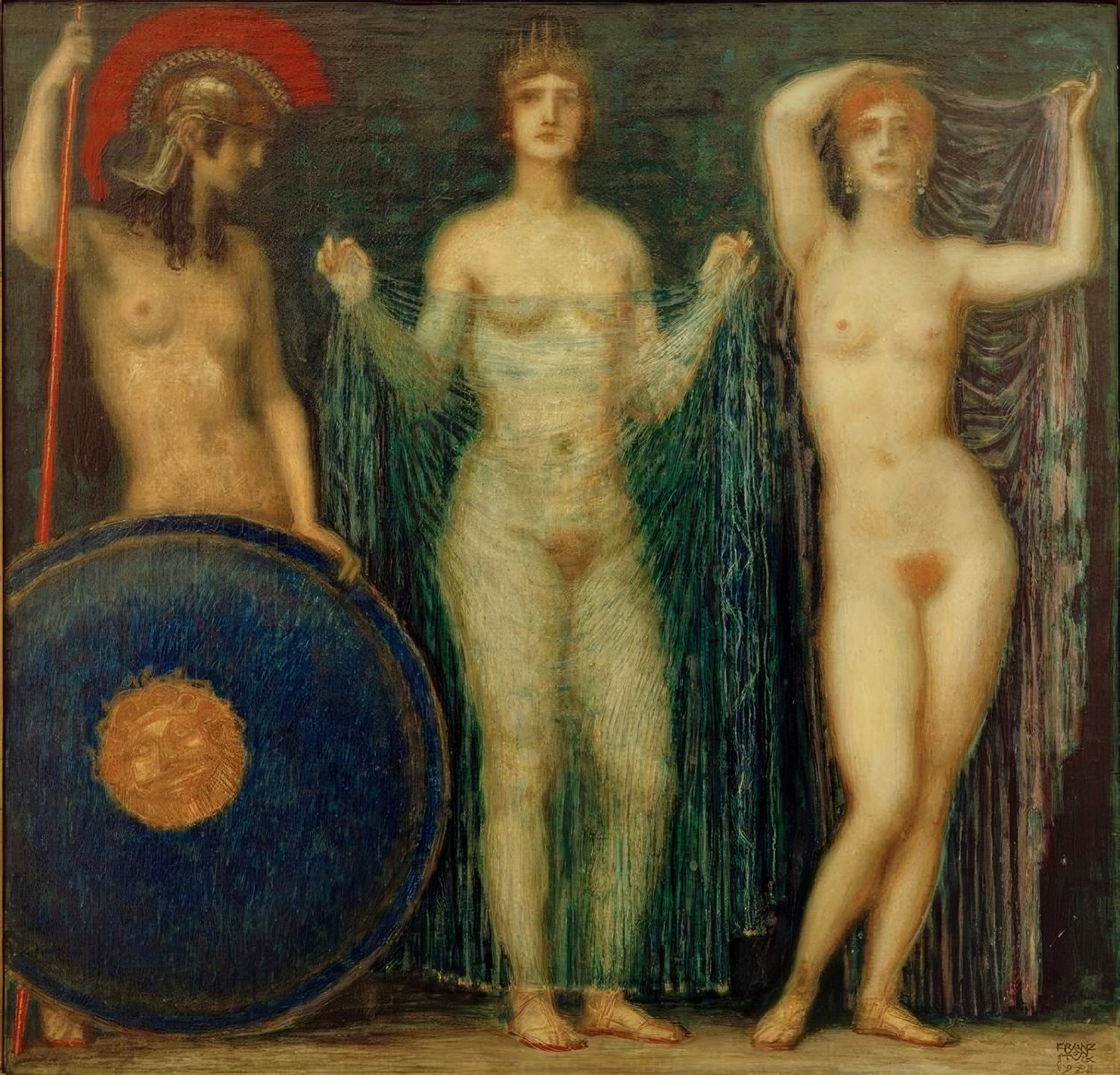 Die drei Göttinnen Athena, Hera ja Aphrodite tekijältä Franz von Stuck