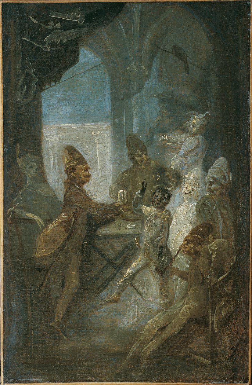 Teatterikohtaus (lapset leikkivät sotilaita?) tekijältä Franz Anton Maulbertsch