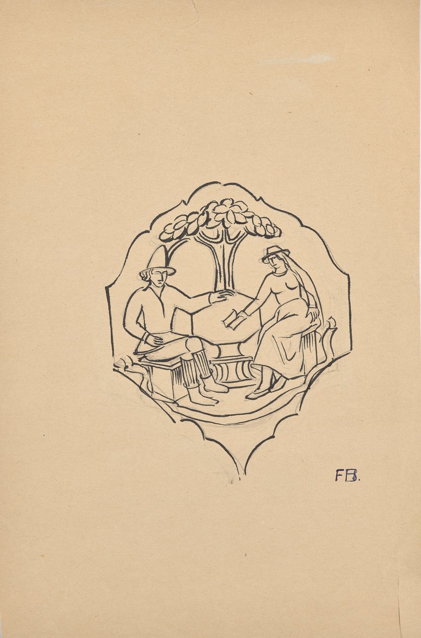 Talonpoikapariskunta (huonekalun täyte?) tekijältä Franz Barwig d. Ä.