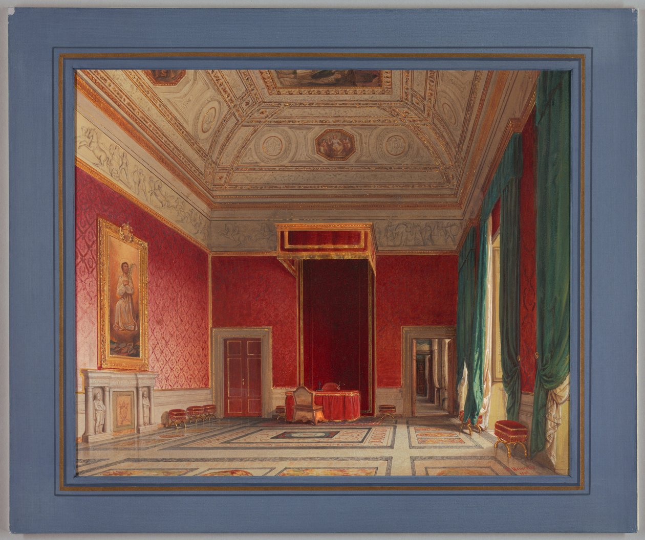 Piirros, Sala del Thorvaldsen, Rooma, 1845. tekijältä Franz Heinrich