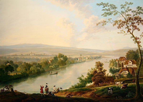 Jokimaisema, n. 1765–1775 (öljy kankaalle) tekijältä Franz Hochecker