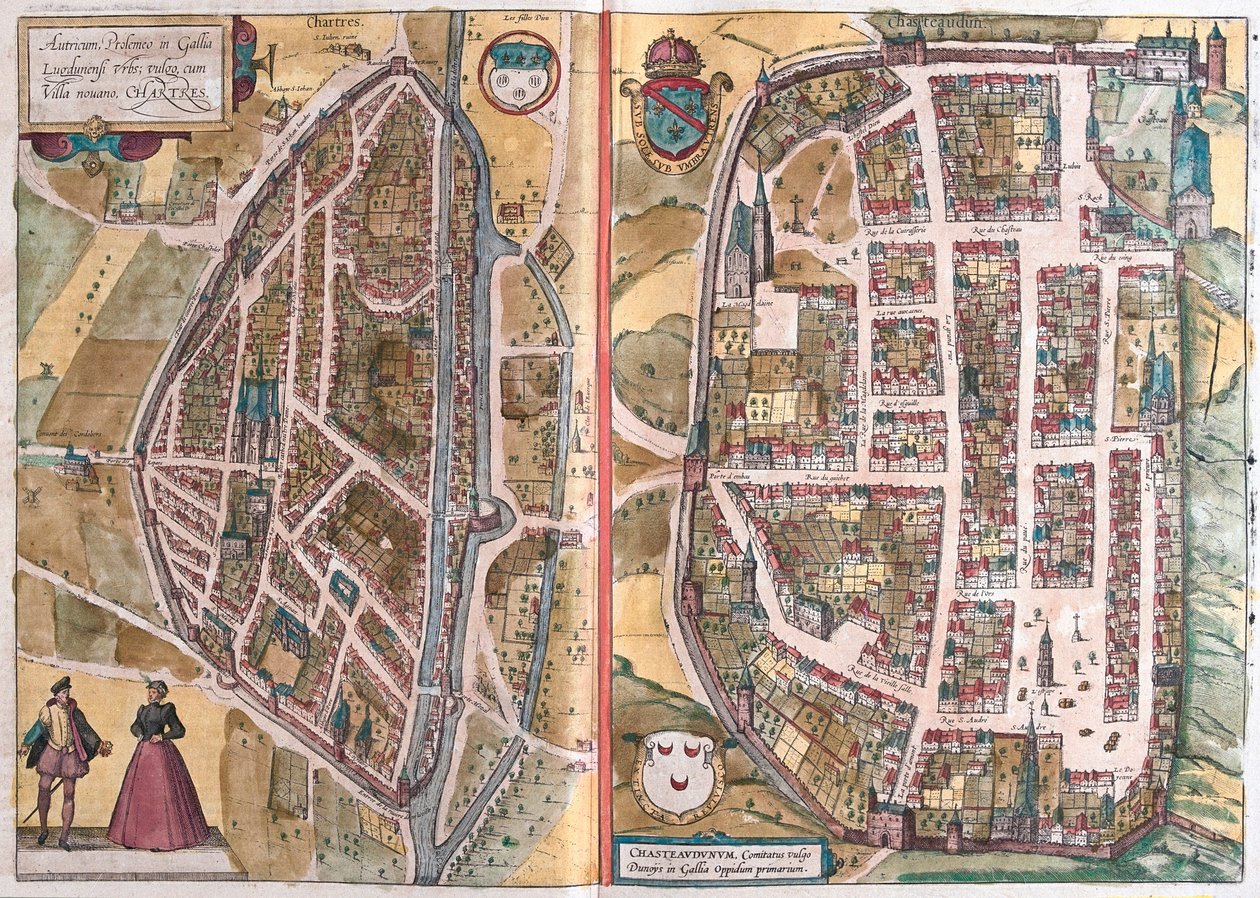 Chartres ja Chateaudun, Ranska (kaiverrus tekijältä Franz Hogenberg