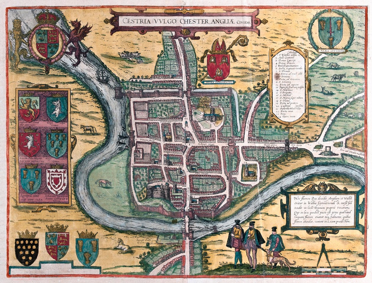 Chester - Iso-Britannia (kaiverrus tekijältä Franz Hogenberg