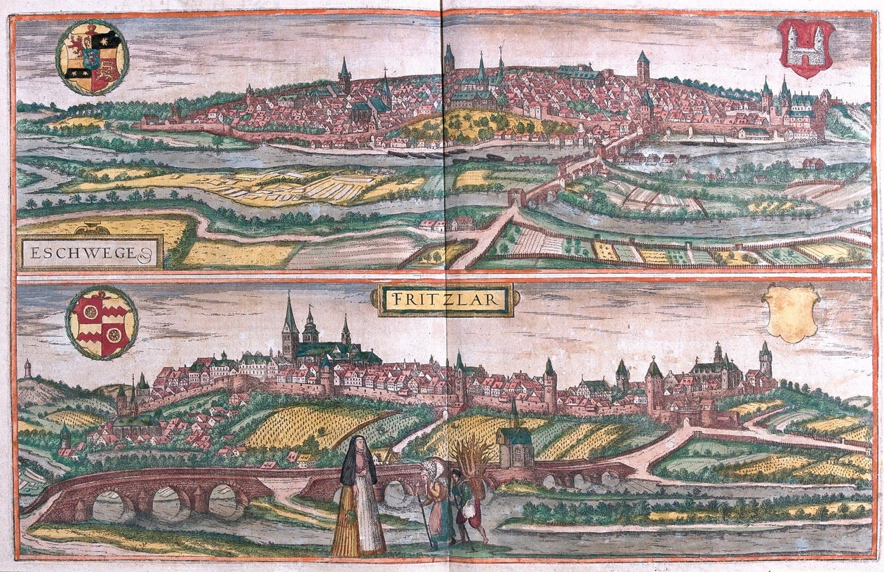 Eschwege ja Fritzlar, Saksa (kaiverrus tekijältä Franz Hogenberg