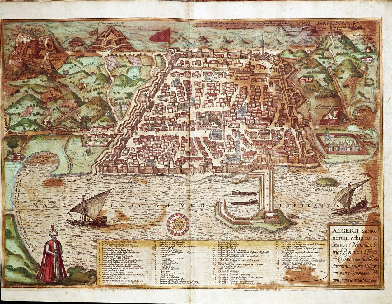 Algerin kartta - Algeria (kaiverrus tekijältä Franz Hogenberg