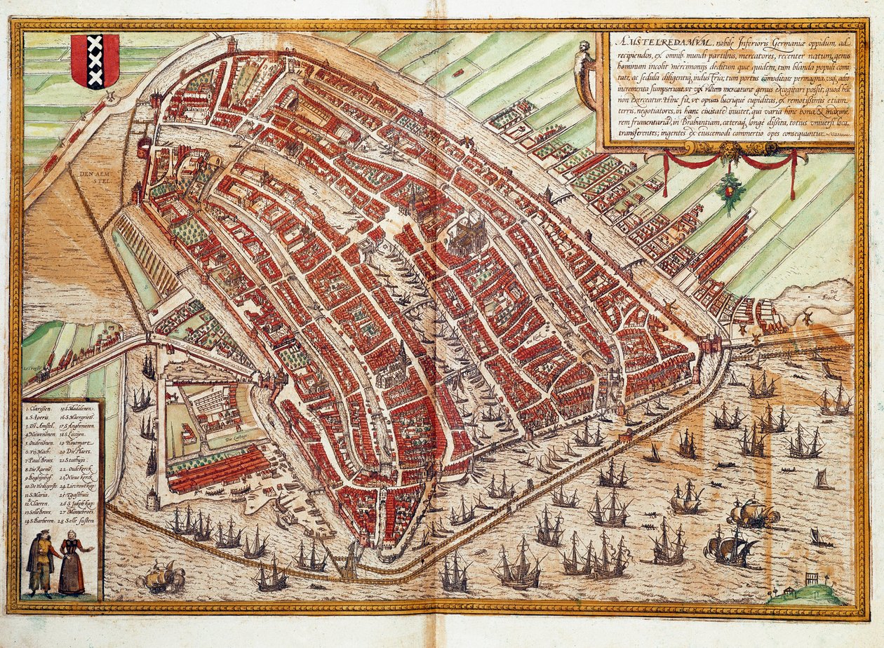Amsterdamin kartta (kaiverrus tekijältä Franz Hogenberg