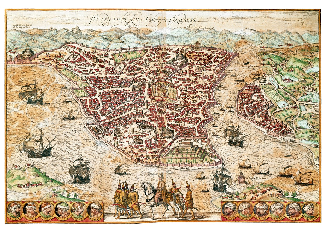Byzancen kartta (kaiverrus tekijältä Franz Hogenberg