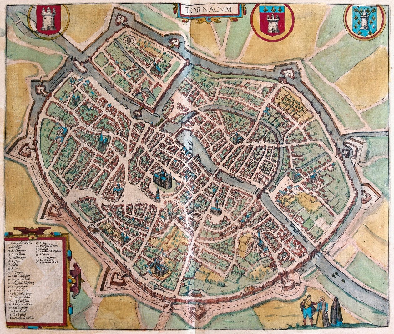 Tournai, Belgia (kaiverrus tekijältä Franz Hogenberg