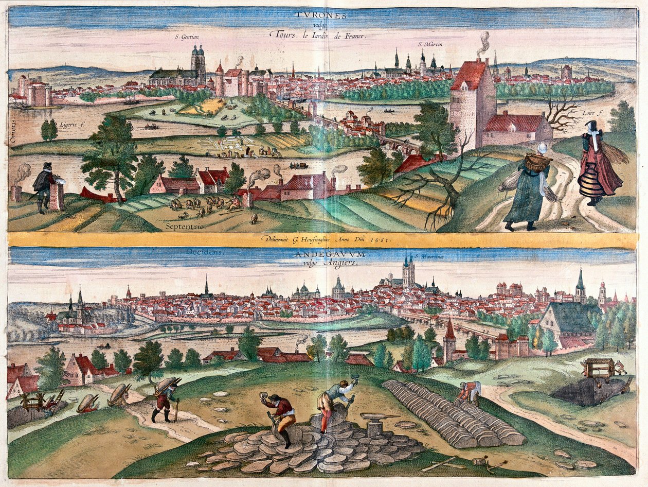 Tours - Angers, Ranskan puutarha tekijältä Franz Hogenberg