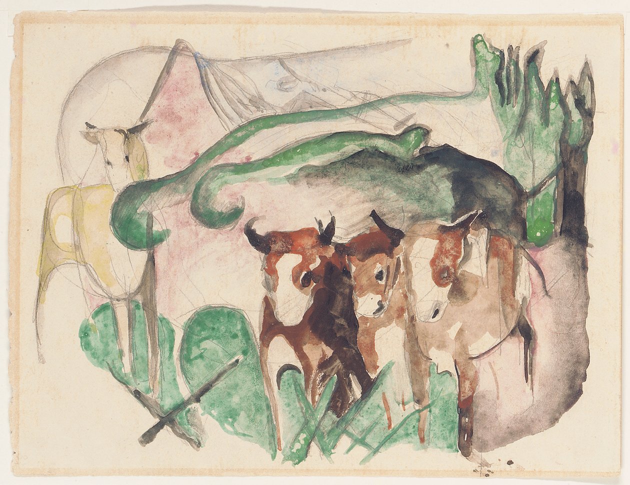 Eläimiä maisemassa tekijältä Franz Marc