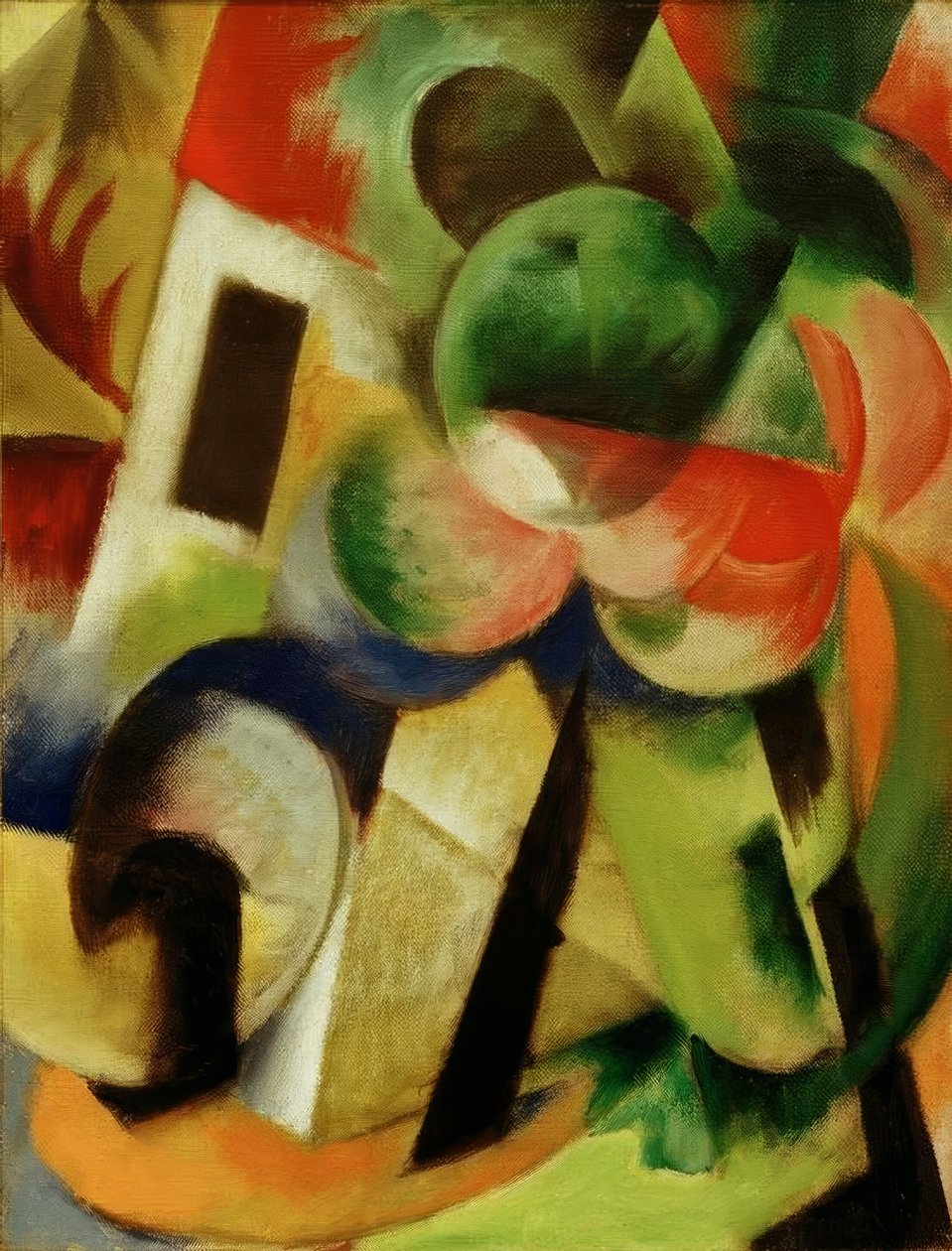 Kleine Komposition II (Haus mit Bäumen) tekijältä Franz Marc