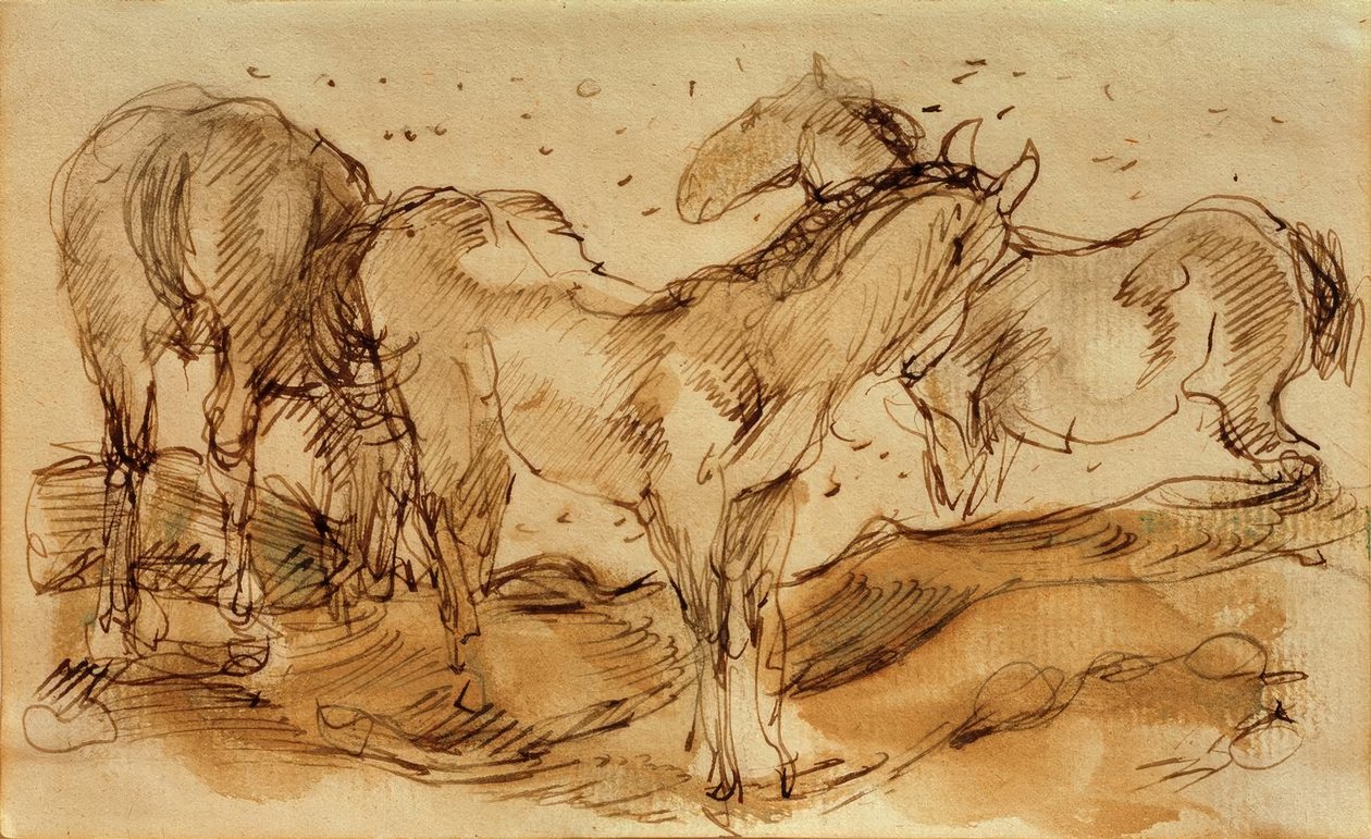 Pferde auf der Weide tekijältä Franz Marc