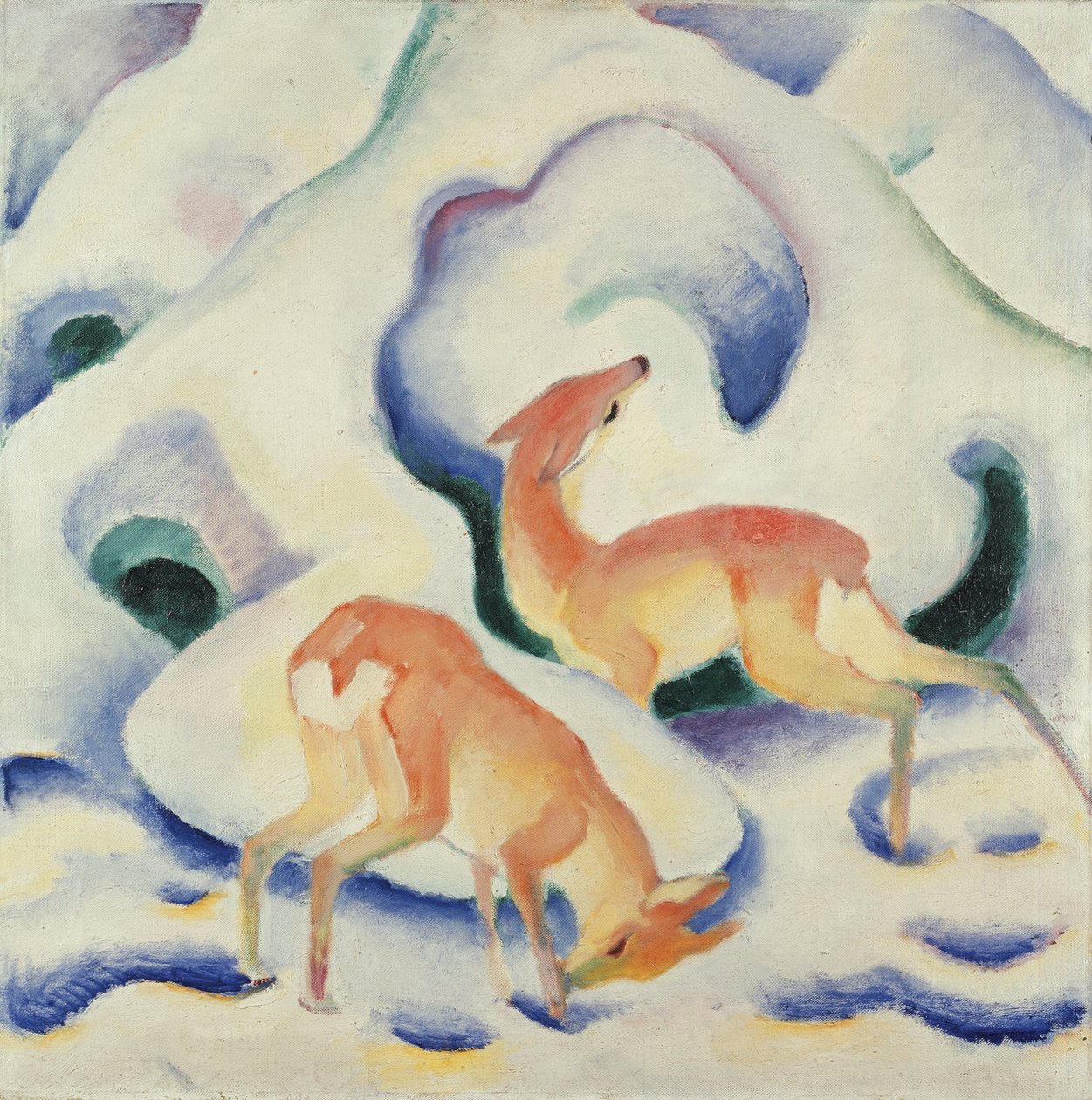 Hirvi lumessa II tekijältä Franz Marc