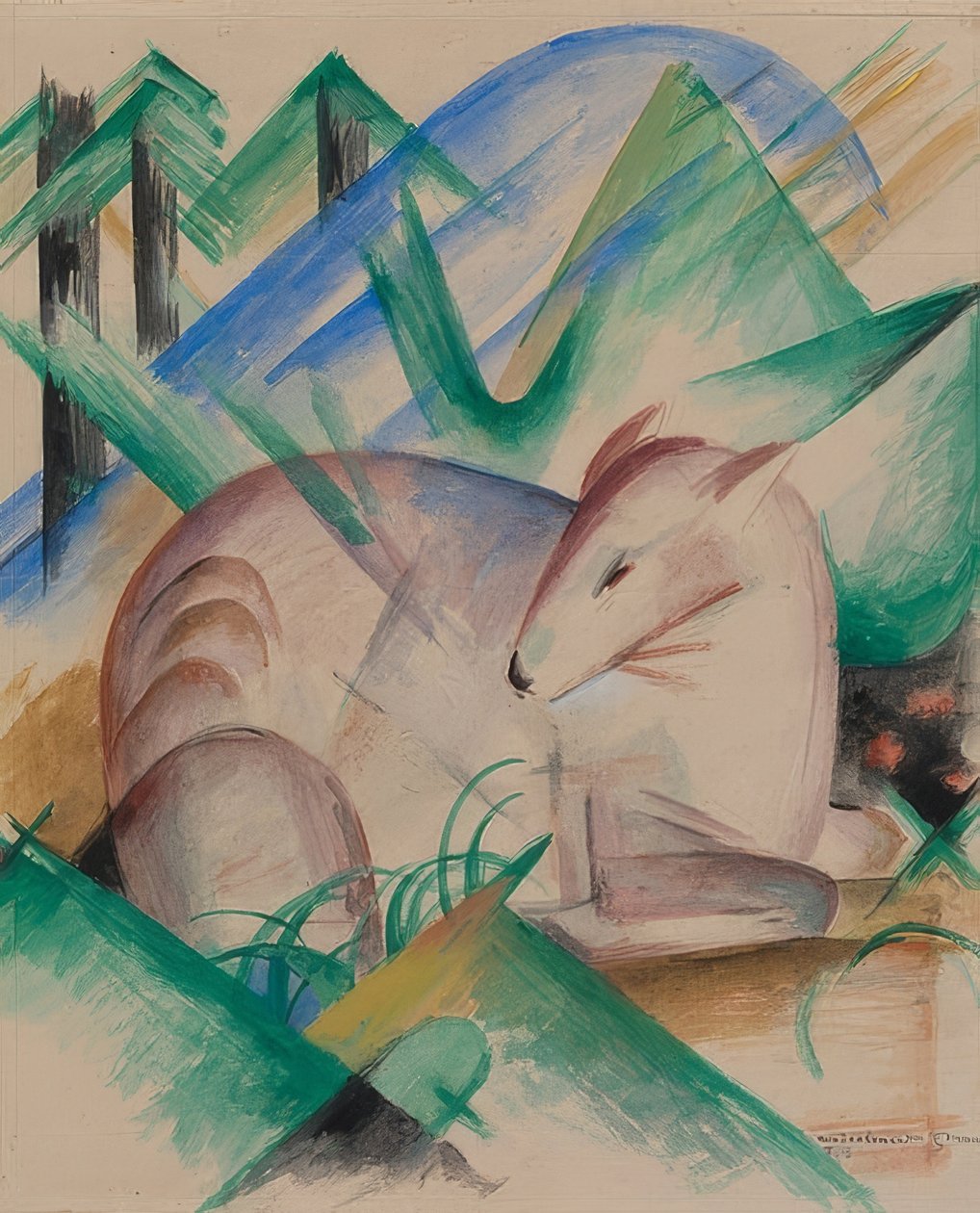 Saksanhirvi. 1913 tekijältä Franz Marc