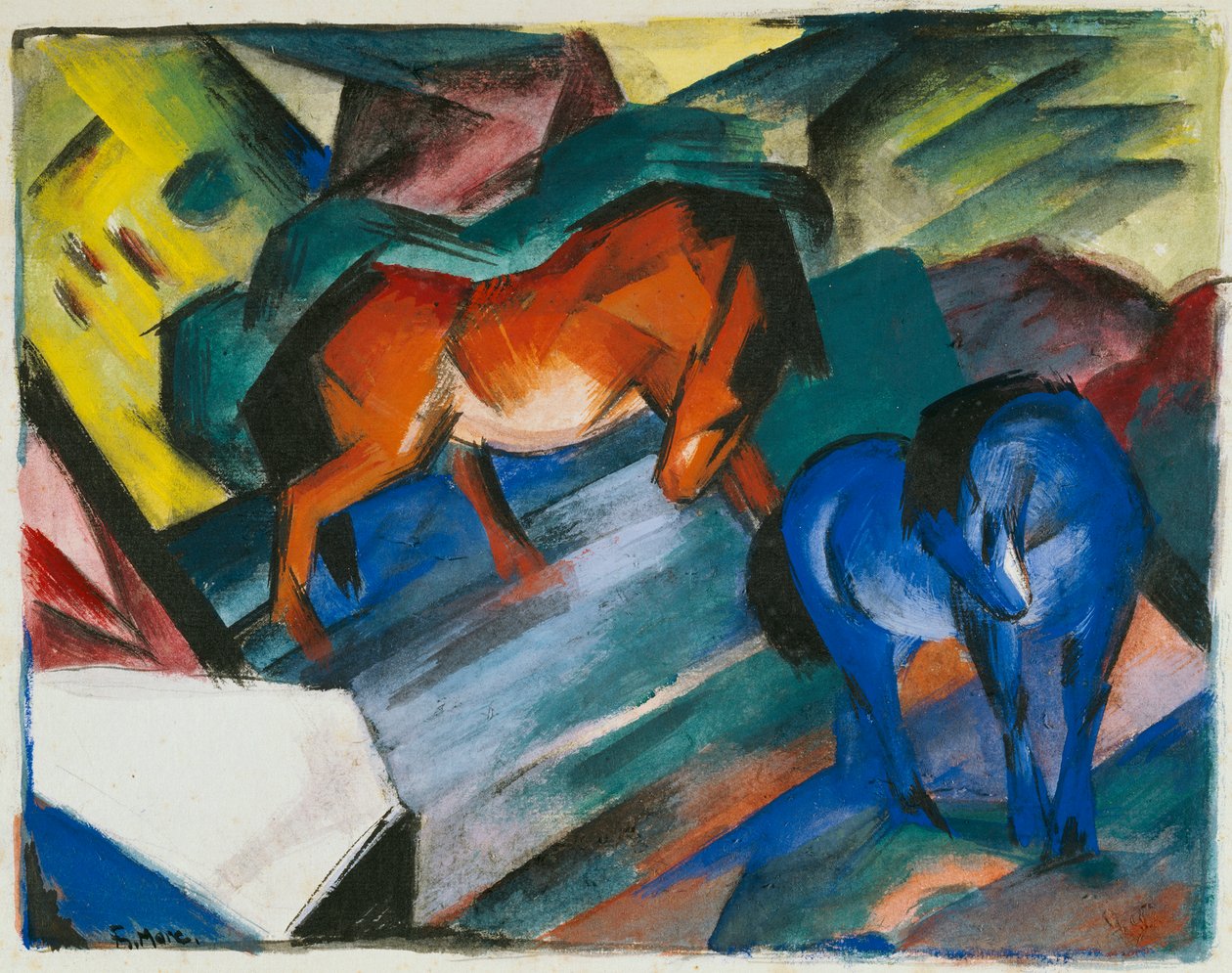 Punainen ja sininen hevonen tekijältä Franz Marc