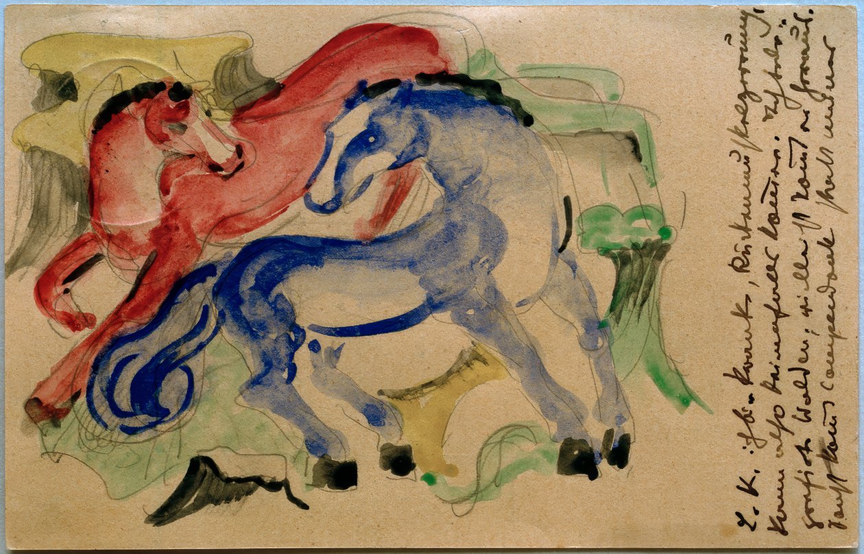 Punainen ja sininen hevonen tekijältä Franz Marc
