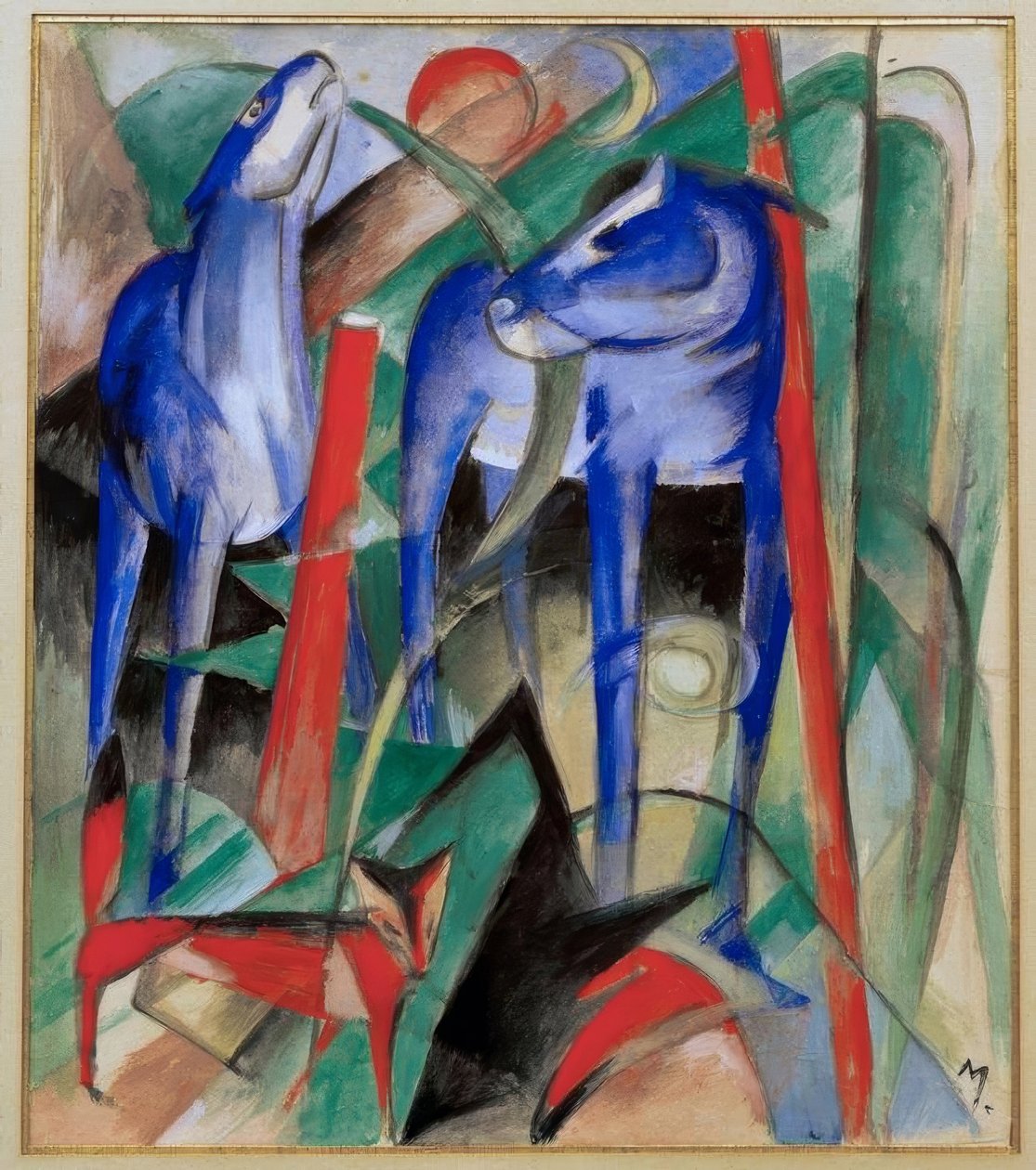 Schöpfung der Pferde (Drei Fabeltiere) tekijältä Franz Marc