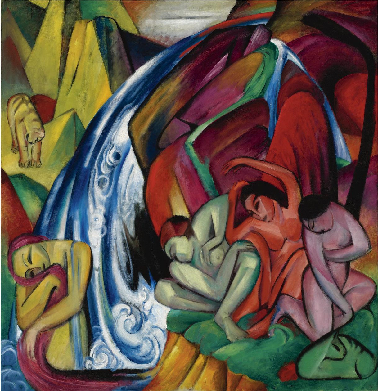 Vesiputous Naiset vesiputouksen alla, 1912 tekijältä Franz Marc