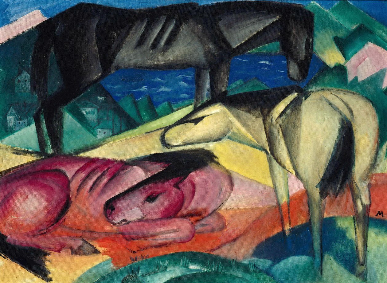 Kolme hevosta II, 1913. tekijältä Franz Marc